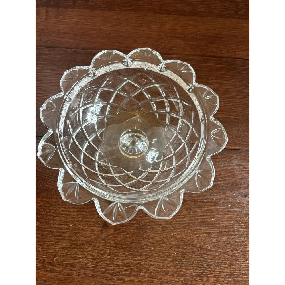 Vintage‎ Teleflora Cut Crystal Flower Compote Candy Dish Nut Bowl with Pedestal